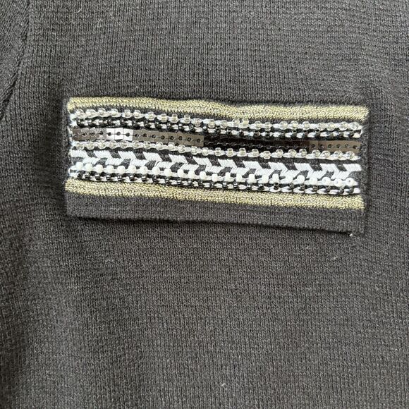 Chicos Women Black Open Front Beaded Cardigan Size 1 Mature Glam Christmas Party - Picture 14 of 15